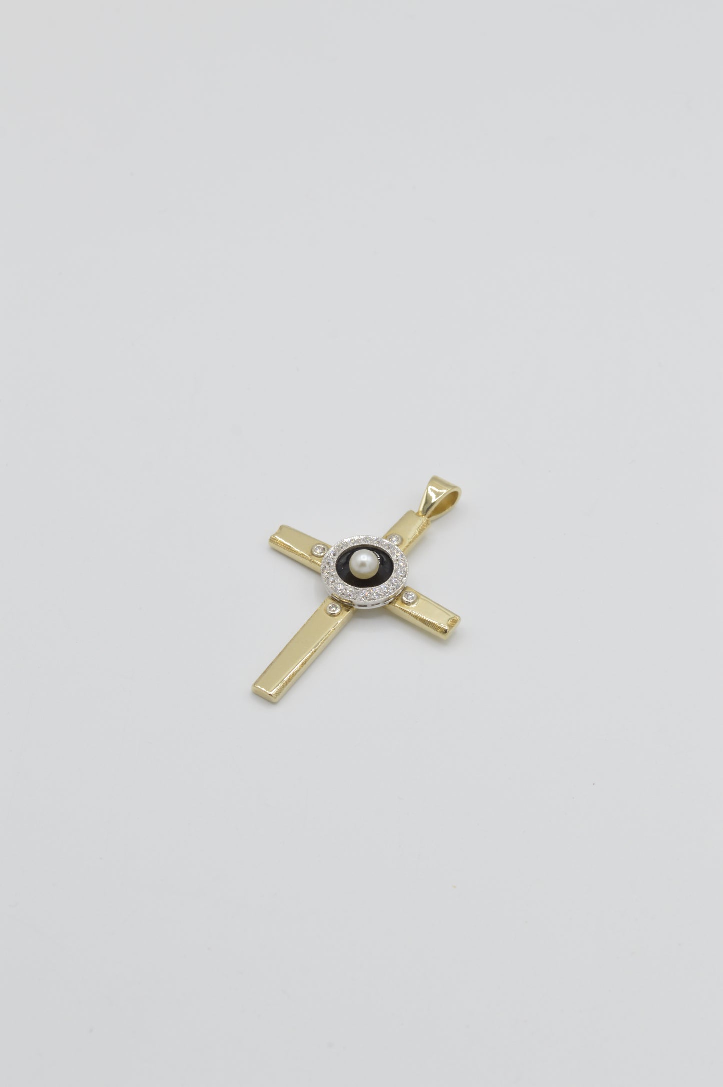 Pearl Cross Pendant, 14k