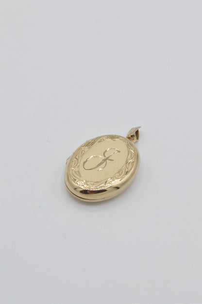 Engraved 'J' Locket, 9k