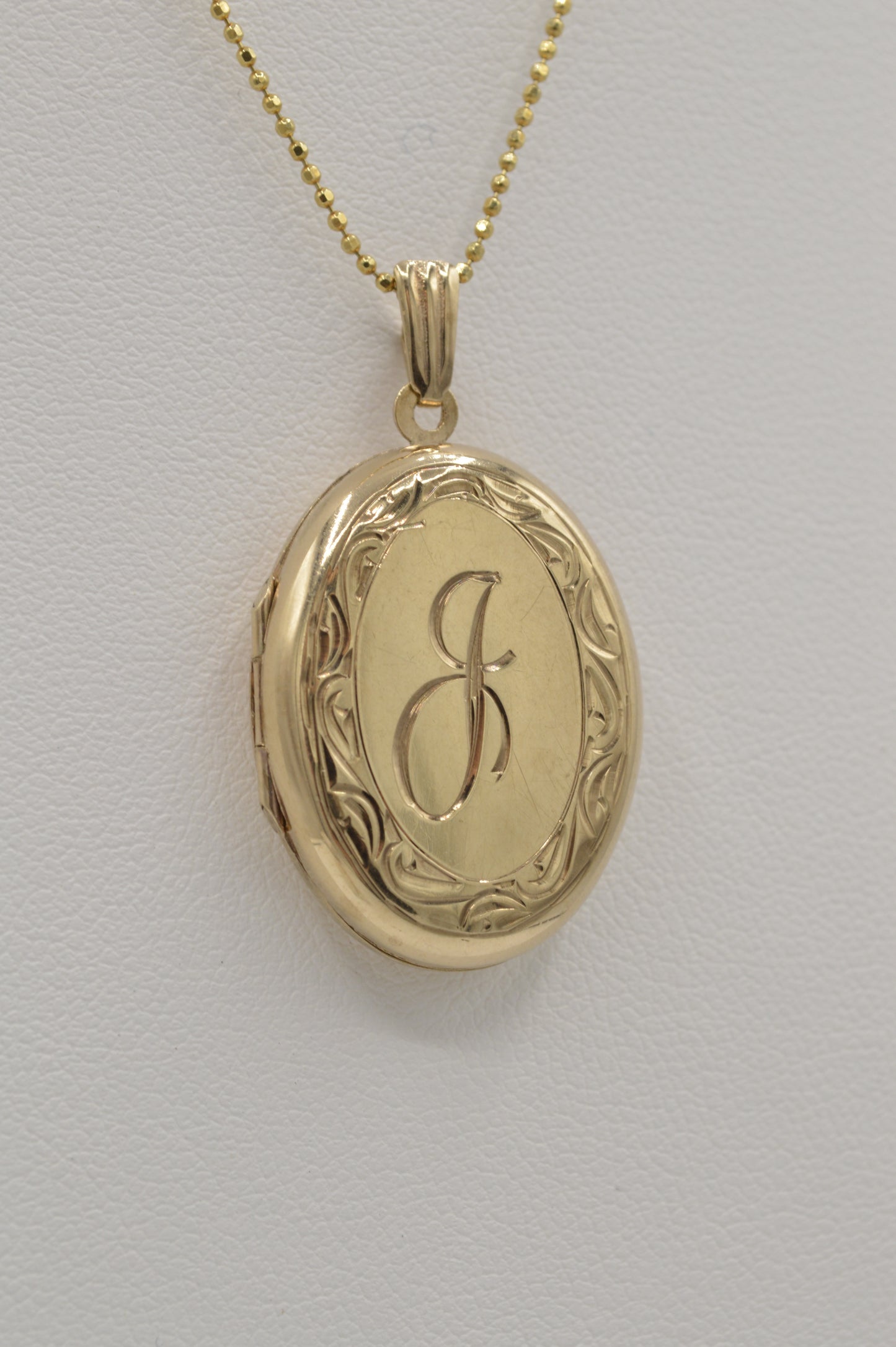 Engraved 'J' Locket, 9k