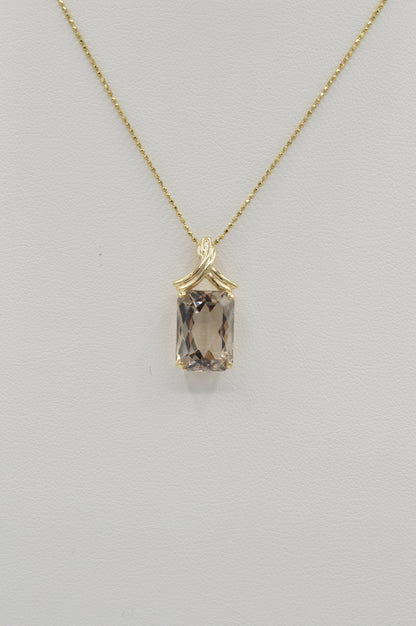 Delicate Smokey Topaz Pendant, 14k