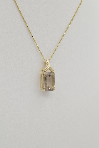 Delicate Smokey Topaz Pendant, 14k