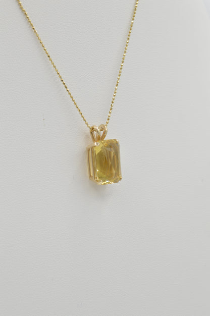 Lemon Citrine Pendant, 14k