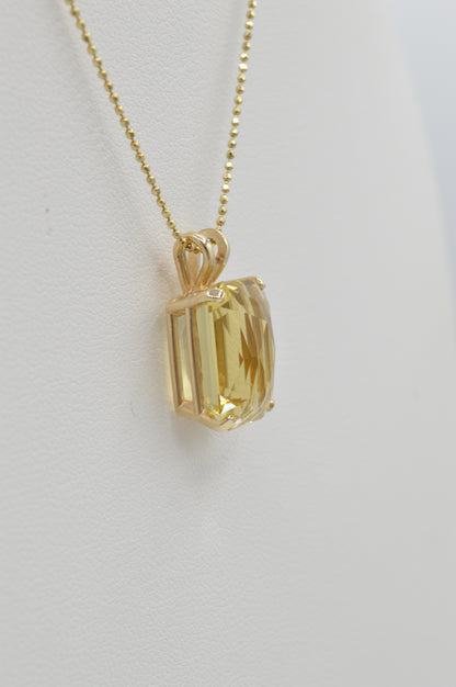 Lemon Citrine Pendant, 14k