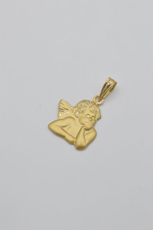 Brushed Angel Charm, 14k