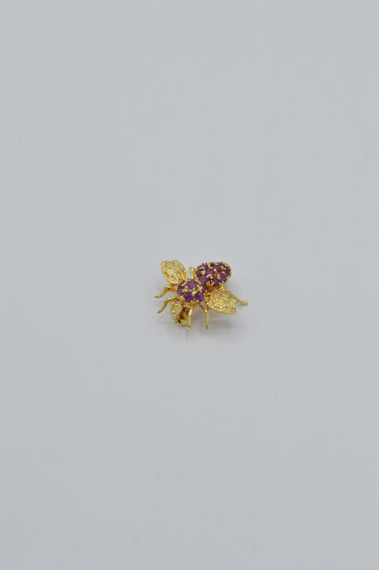 Ruby Bumblebee Pin, 14k