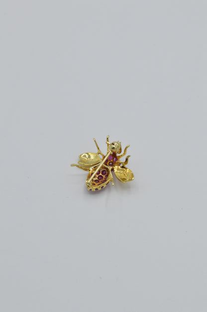 Ruby Bumblebee Pin, 14k