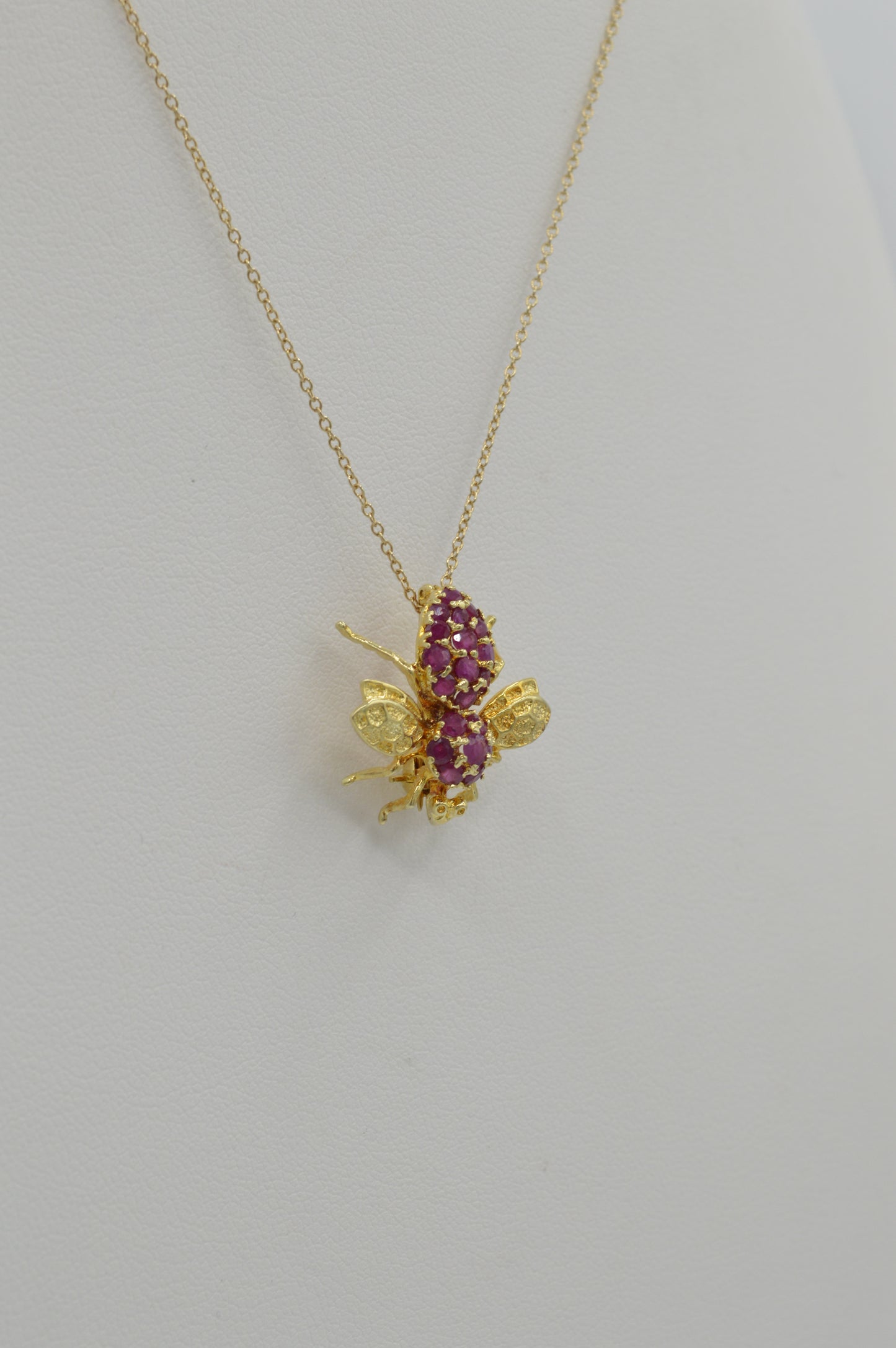 Ruby Bumblebee Pin, 14k