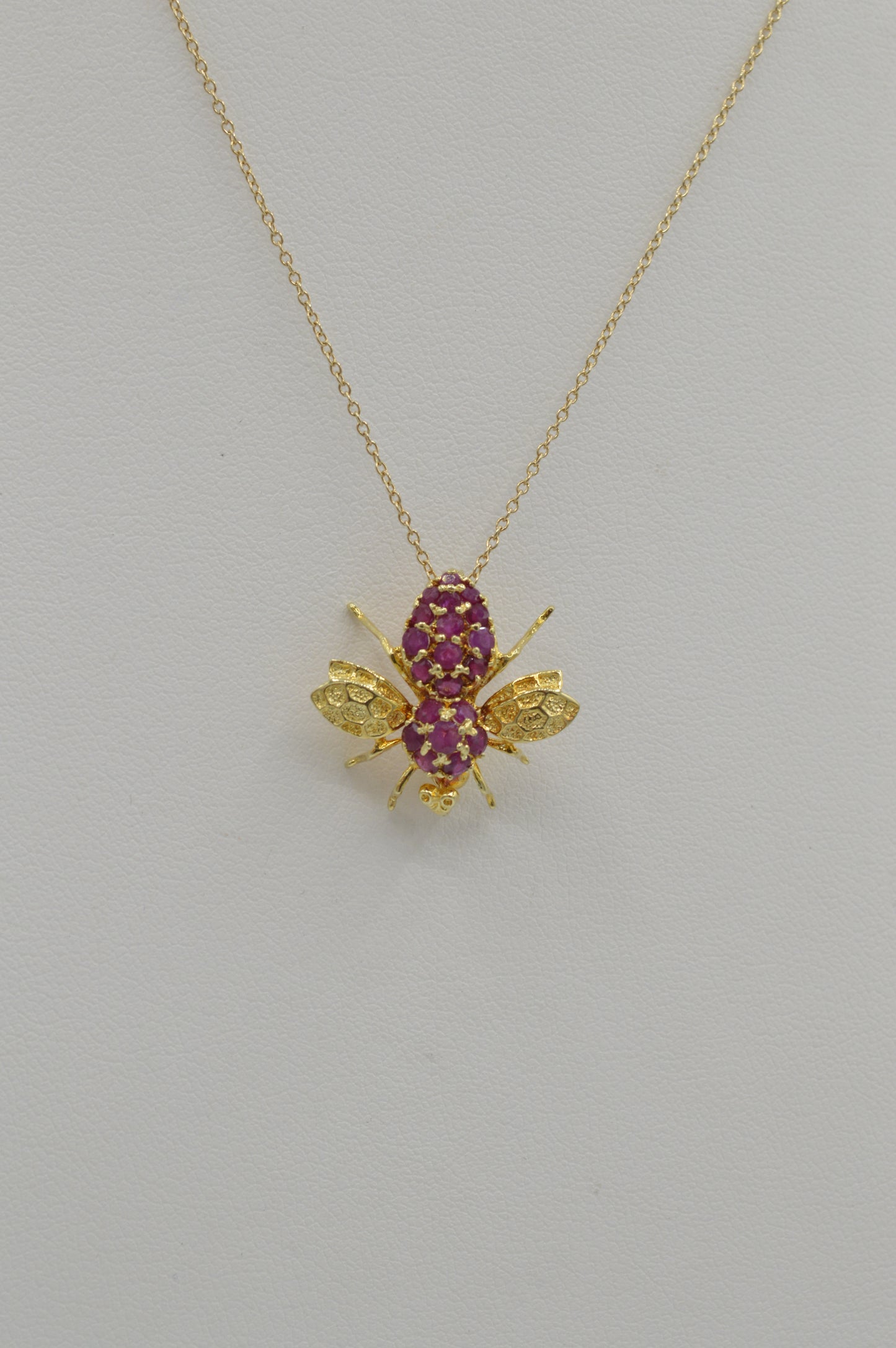 Ruby Bumblebee Pin, 14k