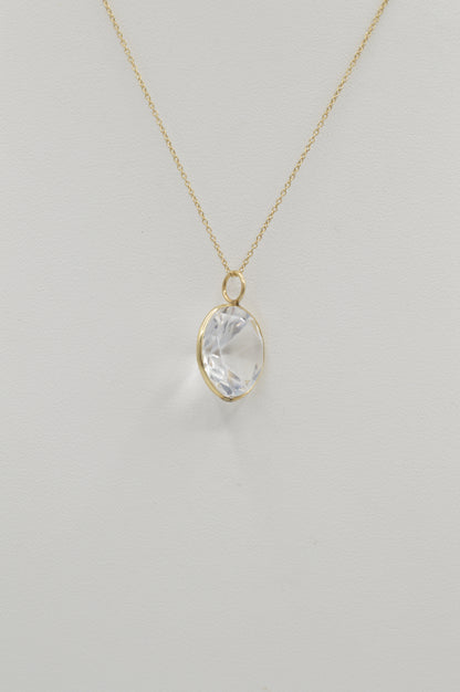 White Topaz Pendant, 14k