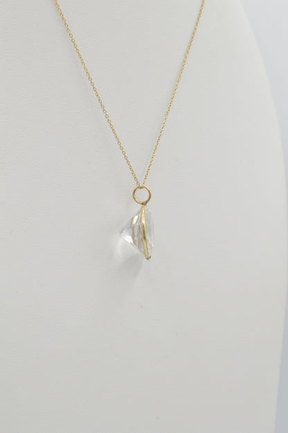 White Topaz Pendant, 14k