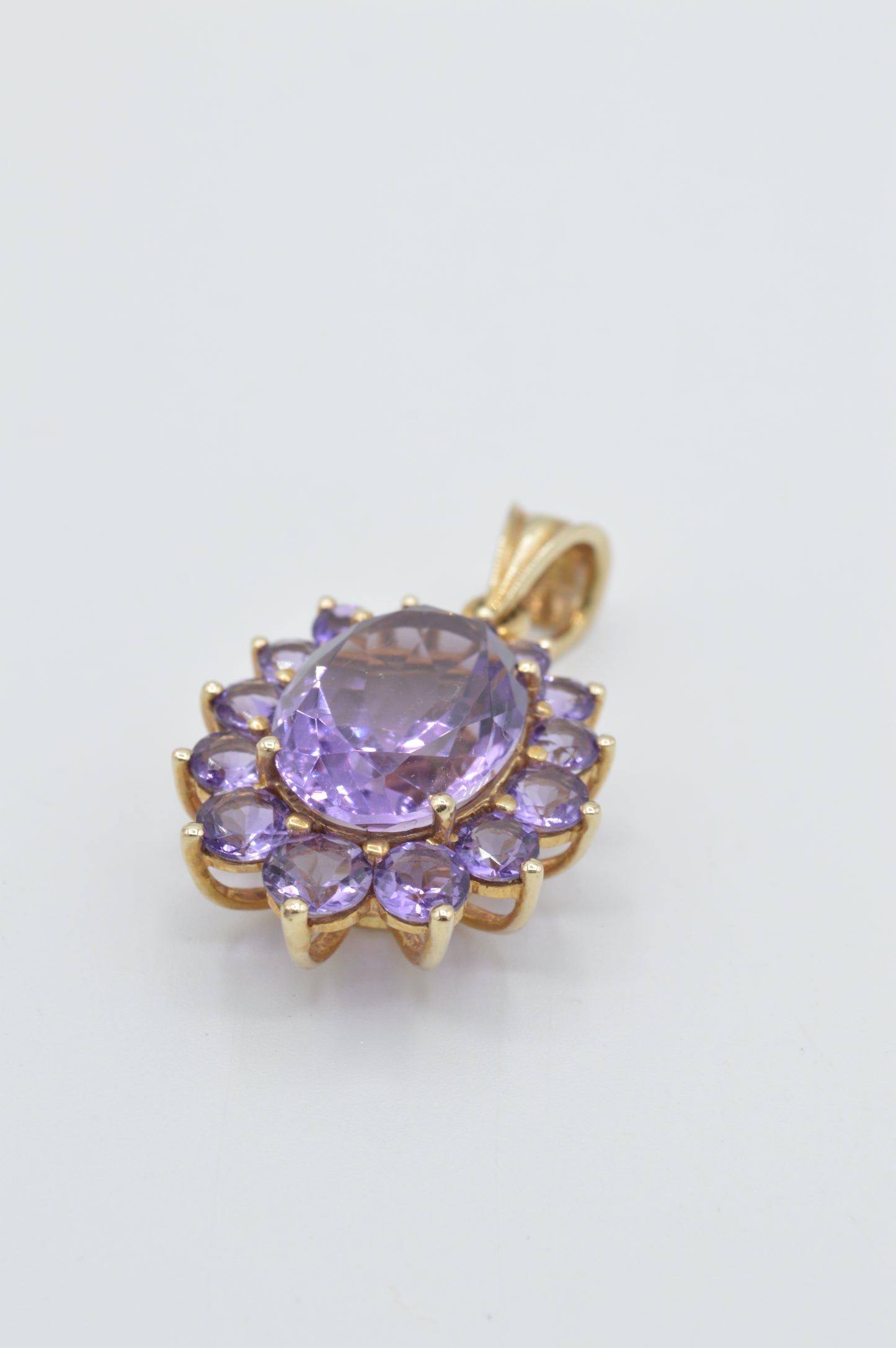 Halo Amethyst Pendant, 14k