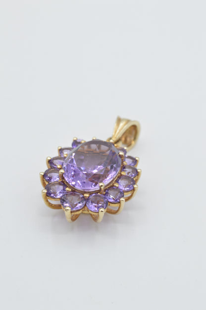 Halo Amethyst Pendant, 14k