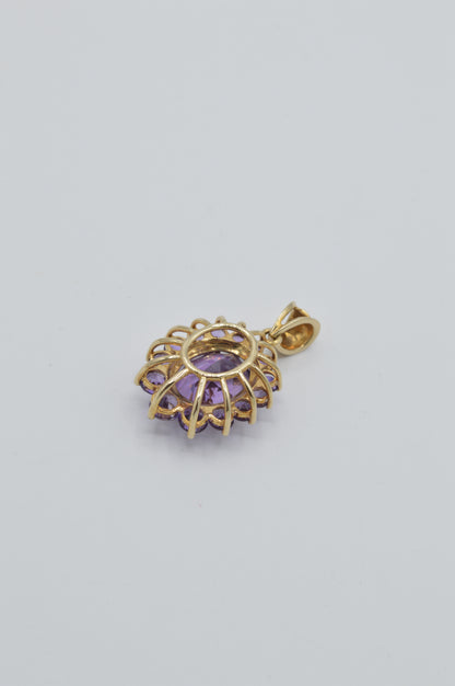 Halo Amethyst Pendant, 14k