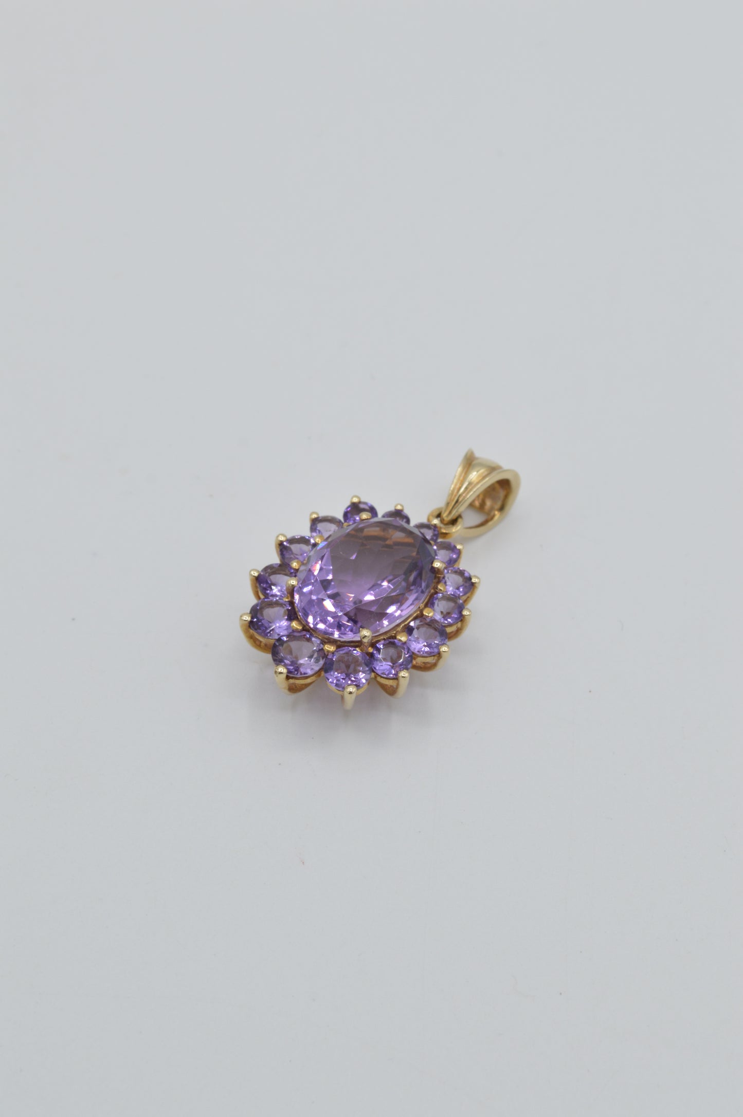 Halo Amethyst Pendant, 14k