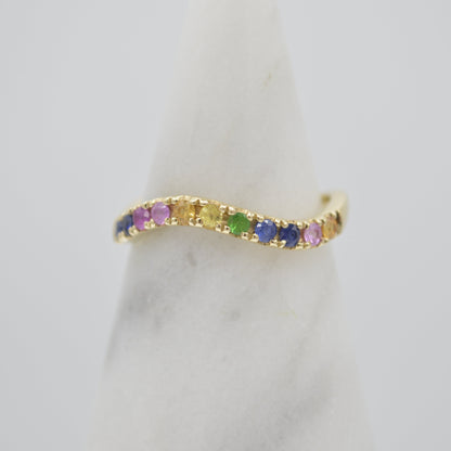 Rainbow Sapphire Wave Ring