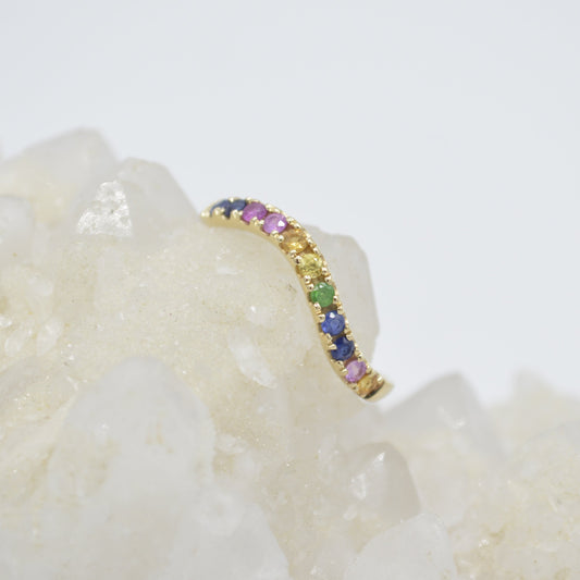 Rainbow Sapphire Wave Ring