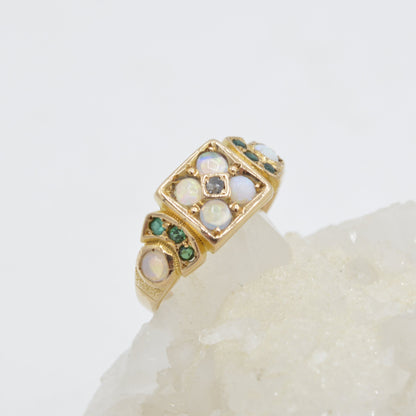 Opals'n Emeralds Ring, 15k