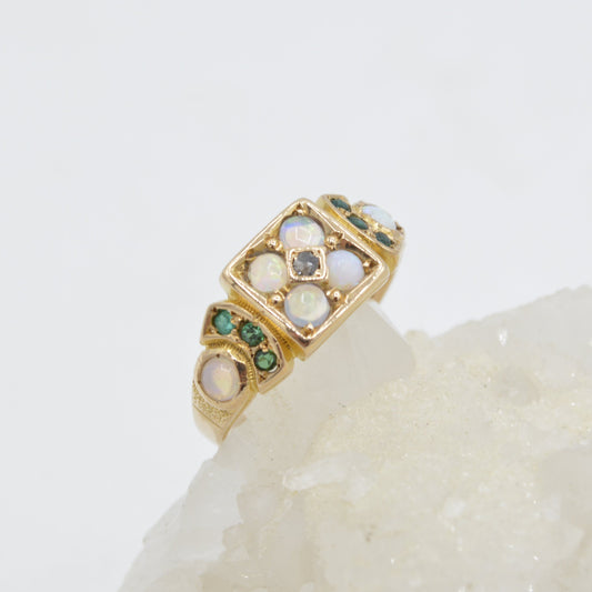 Opals'n Emeralds Ring, 15k