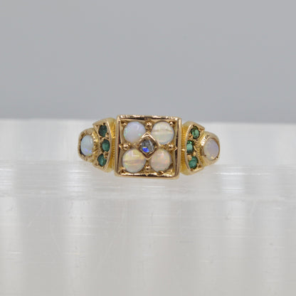 Opals'n Emeralds Ring, 15k