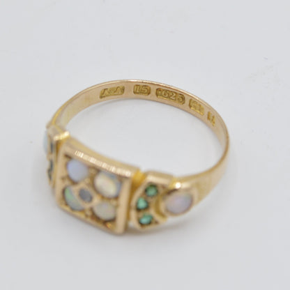 Opals'n Emeralds Ring, 15k